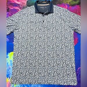 Walter Hagen Navy and White Geo-Print Polo